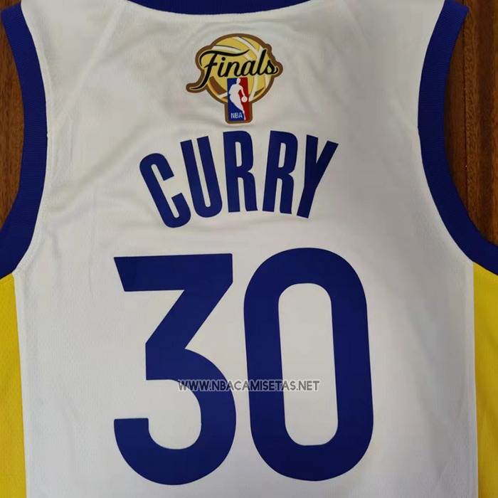 Camiseta Golden State Warriors Stephen Curry NO 30 Association 2022 NBA Finals Blanco